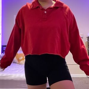 BRANDY MELVILLE RED POLO CROPPED SWEATER